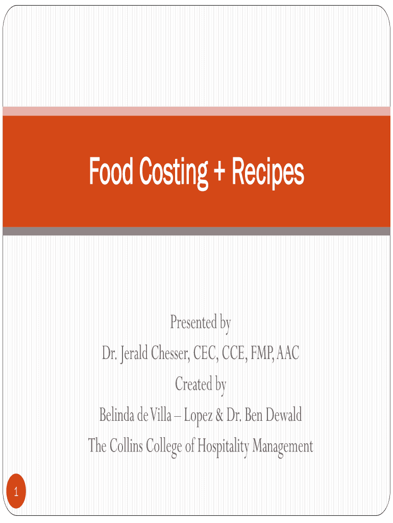 Fillable Online Food Costing + Recipes Fax Email Print pdfFiller