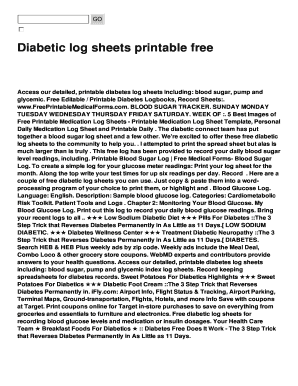 Fillable Online Diabetic log sheets printable free Fax Email Print ...