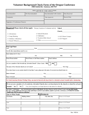 Volunteer Background Check Form