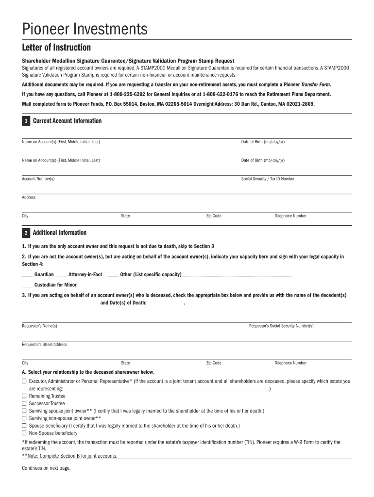 Fillable Online Shareholder Medallion Signature Guarantee Signature 