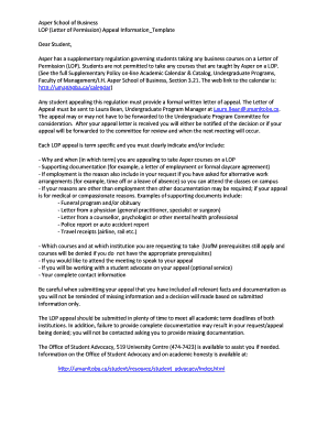 Fillable Online LOP (Letter of Permission) Appeal InformationTemplate ...