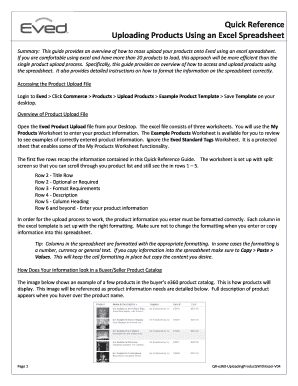 Summary: This guide provides an overview of how to mass upload your products onto Eved using an excel spreadsheet