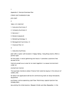 Appendix 4: Sample Business Plan