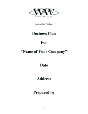 cover page for business plan