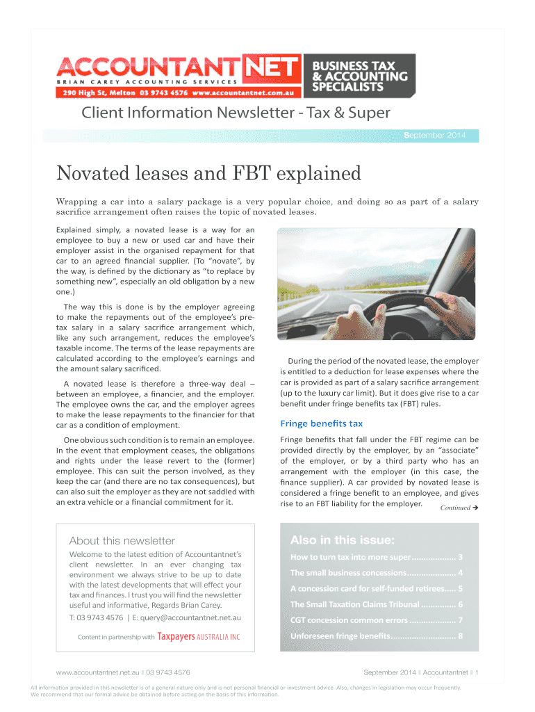 Fillable Online Novated leases and FBT explained Fax Email Print