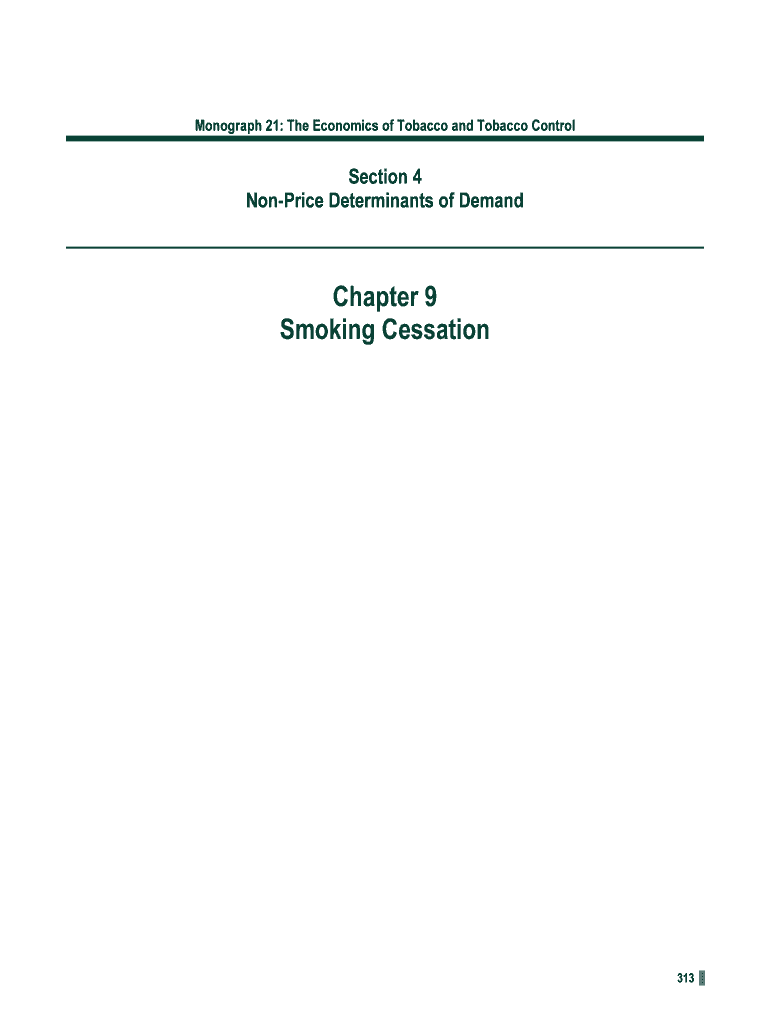 Fillable Online Monograph 21 The Economics of Tobacco and Tobacco