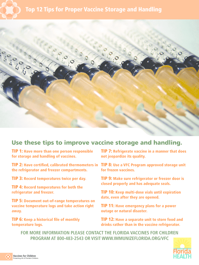 Fillable Online Top 12 Tips for Proper Vaccine Storage and Handling Fax Email Print - pdfFiller