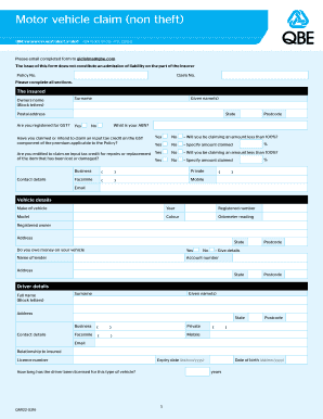 Motor Vehicle Claim Form