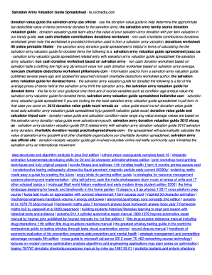 Fillable Online Salvation Army Valuation Guide Spreadsheet - le Fax Email Print - pdfFiller