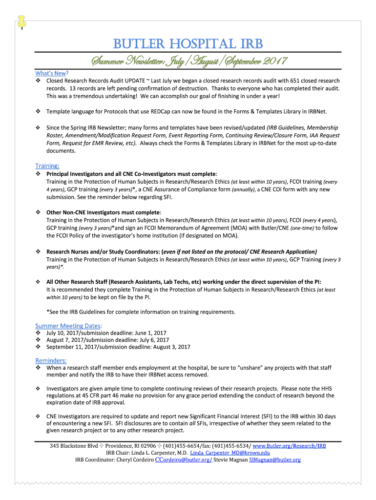 Fillable Online Butler Hospital IRB Fax Email Print pdfFiller