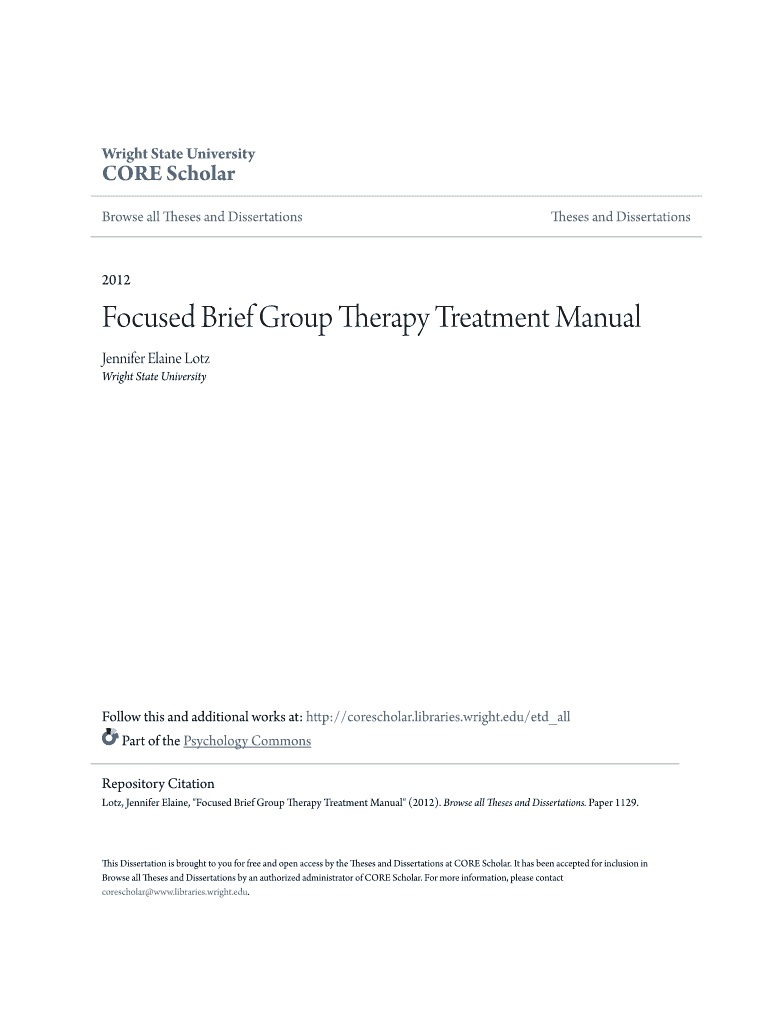 Fillable Online Focused Brief Group Therapy Treatment Manual Fax Email