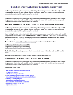 Fillable Online Toddler Daily Schedule Template Nanny pdf Fax Email ...