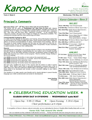 Principal's Comments - Karoo Primary School