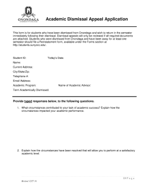 sample appeal letter for an academic dismissal
