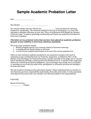 Fillable Online Sample Academic Probation Letter Fax Email Print