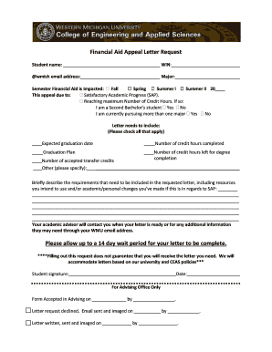 Financial Aid Appeal Letter Request