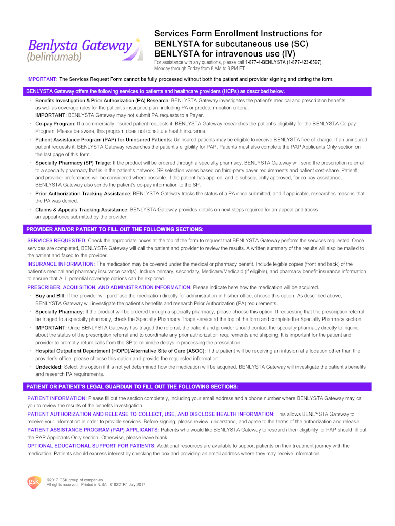 Services Form Enrollment Instructions for Preview on Page 1