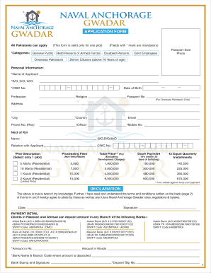 Naval Anchorage Gwadar Application Form