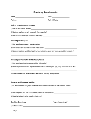 coach questionnaire