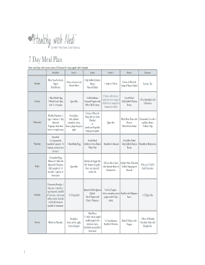 Fillable Online 7 Day Meal Plan Fax Email Print - pdfFiller