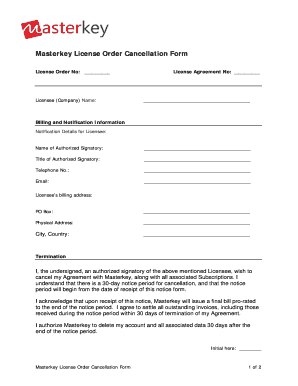 Masterkey License Order Cancellation Form