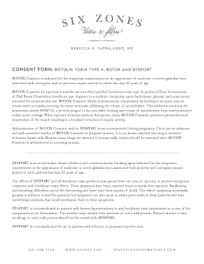 Fillable Online CONSENT FORM : BOTULIN TOXIN TYPE A: BOTOX AND DYSPORT ...