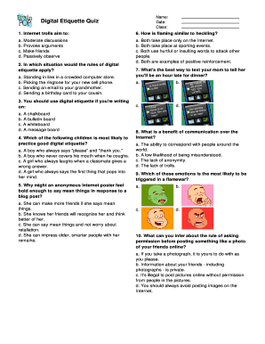 Fillable Online Digital Etiquette Quiz Fax Email Print - pdfFiller