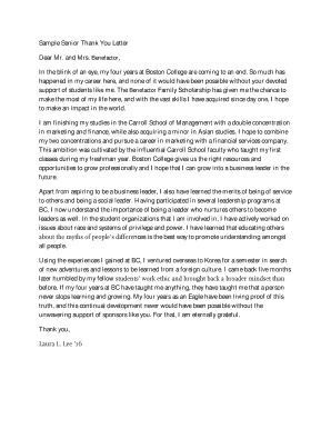 Fillable Online Sample Senior Thank You Letter Fax Email Print - pdfFiller