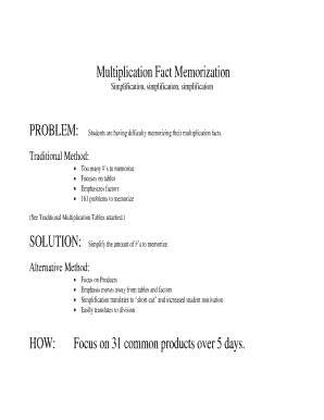 Fillable Online Multiplication Fact Memorization Fax Email Print - pdfFiller