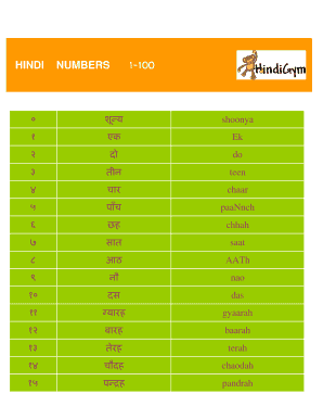 hindi counting 1 to 100 fill online printable fillable blank