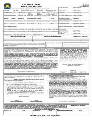 Pag-IBIG Calamity Loan Application Form