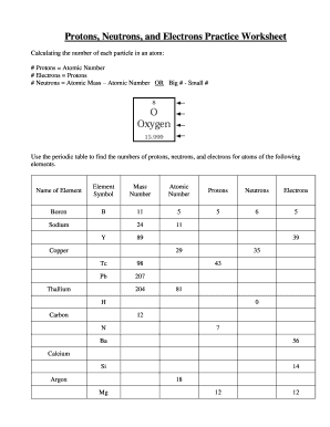 Protons Neutrons Electrons Practice Worksheet Answer Key Pdf 2020-2023 -  Fill and Sign Printable Template Online