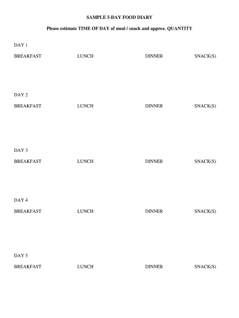 fillable-online-sample-5-day-food-diary-fax-email-print-pdffiller