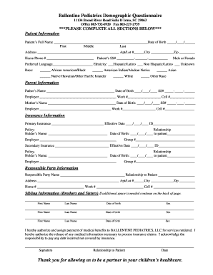 Ballentine Pediatrics Demographic Questionnaire