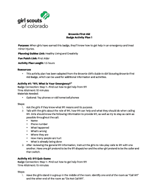 Fillable Online Brownie First Aid Fax Email Print - pdfFiller