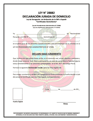 Peru Domicile Affidavit Form