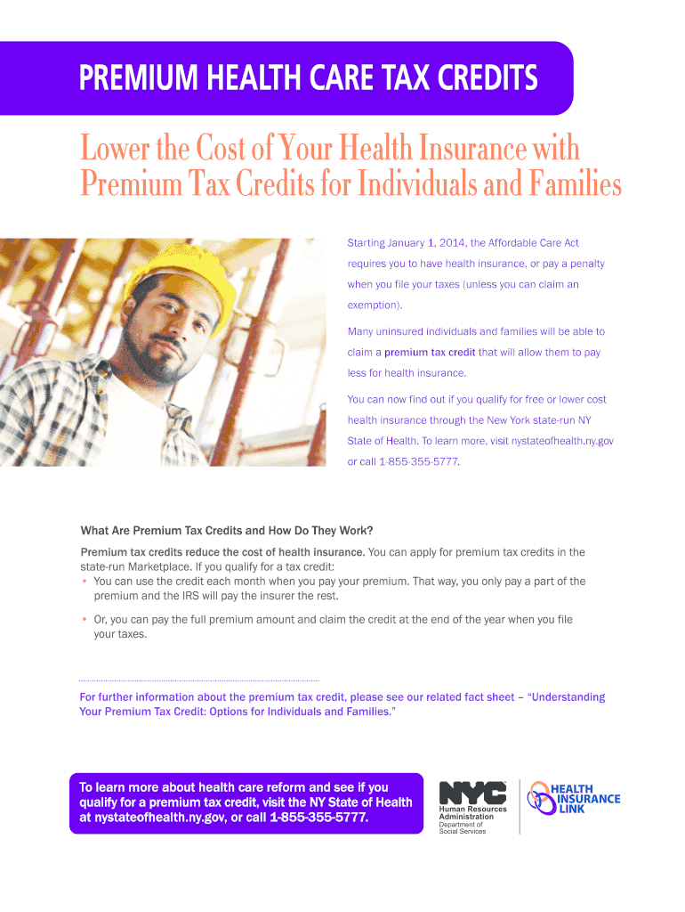 Fillable Online PREMIUM HEALTH CARE TAX CREDITS Fax Email Print pdfFiller