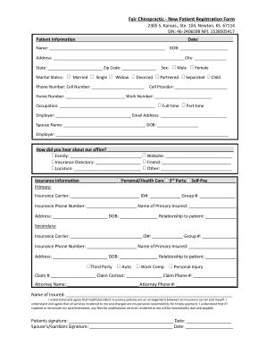 Fair Chiropractic New Patient Registration Form