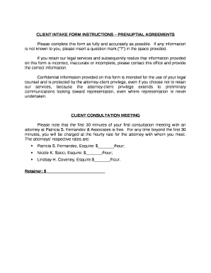 If you retain our legal services and subsequently realize that information provided on this form is incorrect, inaccurate or incomplete, please contact this office and provide the correct information