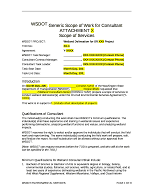 WSDOT Generic Scope of Work for Consultant ATTACHMENT X