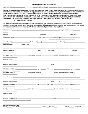 ARKANSAS RENTAL APPLICATION