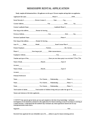 MISSISSIPPI RENTAL APPLICATION