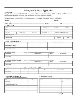 Pennsylvania Rental Application