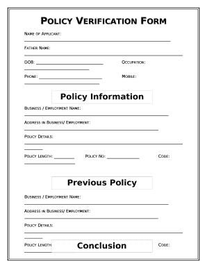 Policy Verification Form