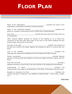 Name of the organization: mention the name of the organization undertaking the project of planning floors