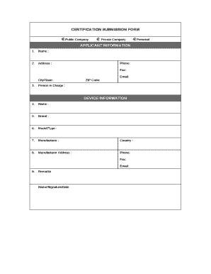 CERTIFICATION SUBMISSION FORM