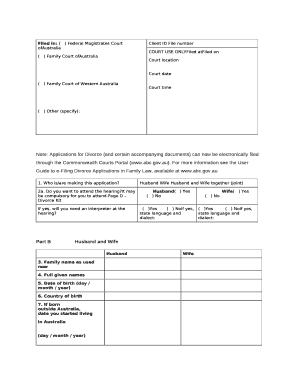 Filed in:( ) Federal Magistrates Court ofAustralia