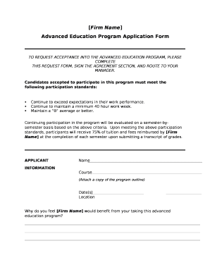 Advanced Education Program Application Form