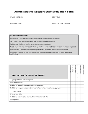 Administrative Support Staff Evaluation Form