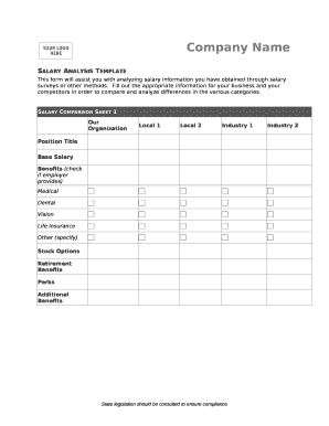 Fill out the appropriate information for your business and your competitors in order to compare and analyze differences in the various categories